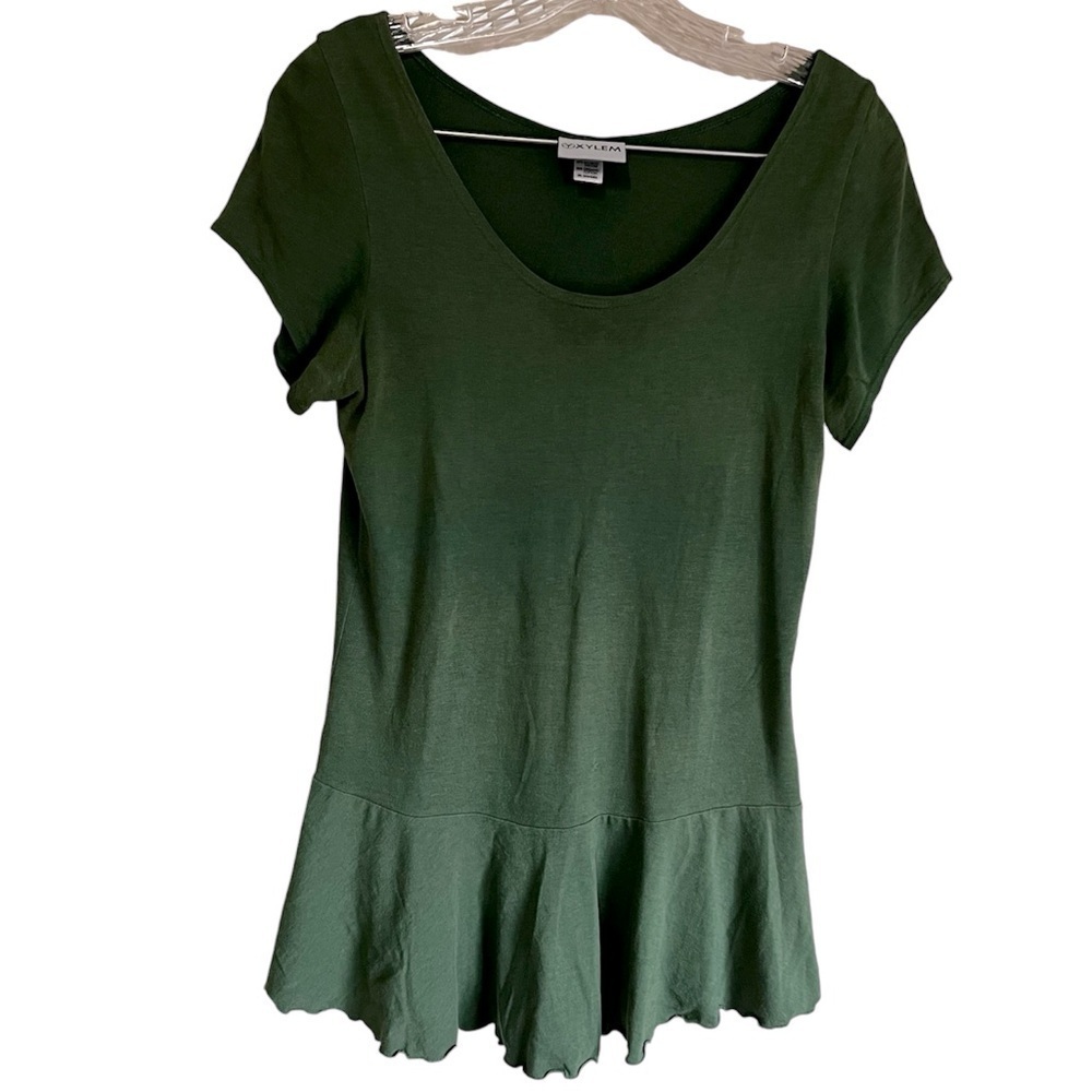 Xylem Green Bamboo Organic‎ Cotton Peplum Top